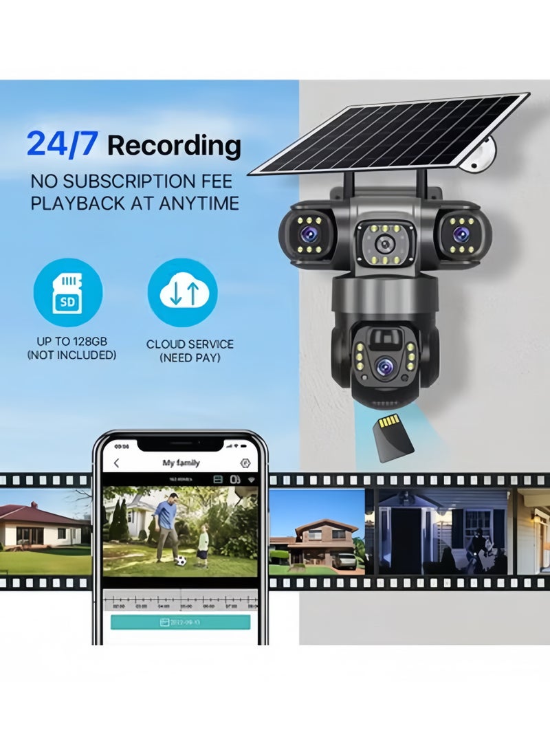 بلينك كاميرا مراقبة خارجية شمسية 4G ثلاثية العدسات بثلاث شاشات، CCTV ذكية تعمل بالبطارية، مع بطاقة ذاكرة 64GB - Image 3